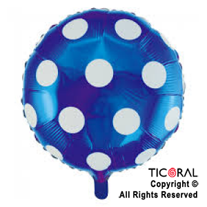 GLOBO MYLAR REDONDO 18  LUNARES PLATA FONDO AZUL ENVASADO HS7958-H-6 X 1 X ( 5 )